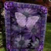 Purple Sunflower Butterflies Quilt Blanket  Quilt